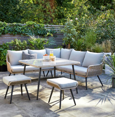 Habitat Malta 6 Seater Garden Corner Sofa Set - Natural