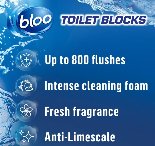Bloo Clean+ Fresh 2 in 1 Original Blue Foam Toilet Rim Block 7 Pack view 5