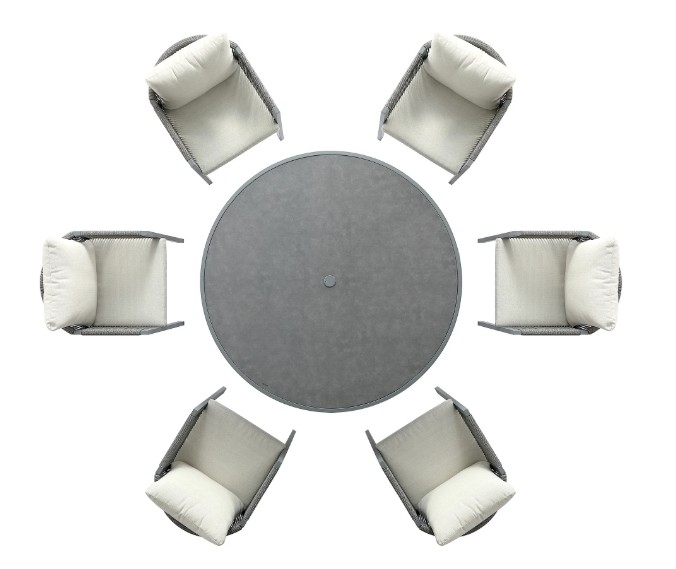 Pedra Rope and Aluminium Outdoor 6-Seater Round Dining Set view 10