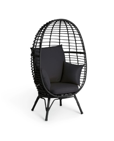 Habitat Kora Rattan Effect Garden Egg Chair - Black view 3