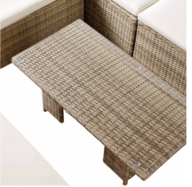 Granchester Rattan Rectangular Corner Dining Sofa Set with Rising Table, Natural view 8