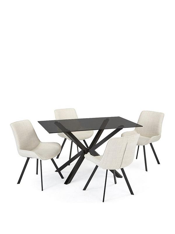 Very Home Chopstick Black 130cm Rectangular Dining Table + 4 Arabella Chairs view 3