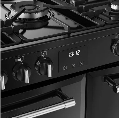 BELLING Farmhouse 90DF Dual Fuel Range Cooker - Black & Chrome view 10