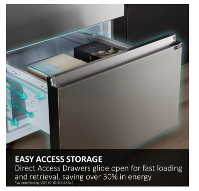 Haier 3D 60 Series 7 HTW7620DNGB Wifi Connected 205cm Total No Frost Fridge Freezer - Obsidian Black Glass - D Rated view 6