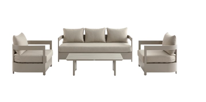 Stanford Outdoor 5-Seater Sofa Set, Taupe with Light Taupe Fabric view 10