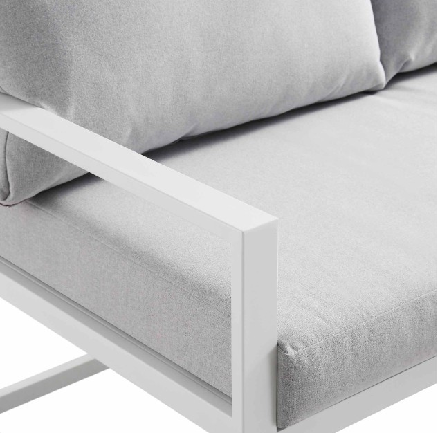 Albany Aluminium Corner Sofa Set with Reclining Back and Coffee Table, White view 12