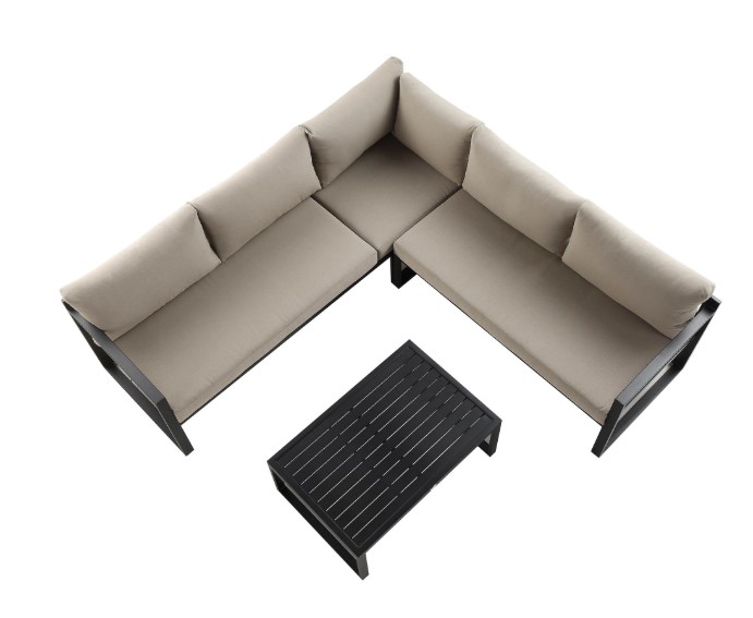 Albany Aluminium Corner Sofa Set with Reclining Back and Coffee Table, Taupe view 9