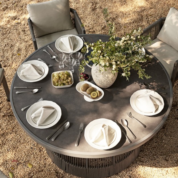 Pedra Rope and Aluminium Outdoor 6-Seater Round Dining Set view 6