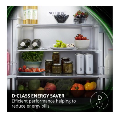 Haier 3D 60 Series 7 HTW7620DNGB Wifi Connected 205cm Total No Frost Fridge Freezer - Obsidian Black Glass - D Rated view 4