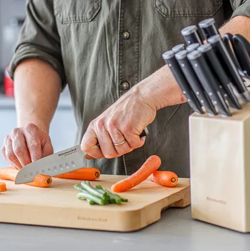 KitchenAid Gourmet 11 Piece Knife Set with Sharpener & Birchwood Block view 5