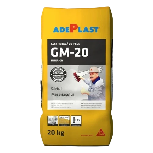Gletul meseriasului Adeplast GM-20, pe baza de ipsos, interior, 20 kg