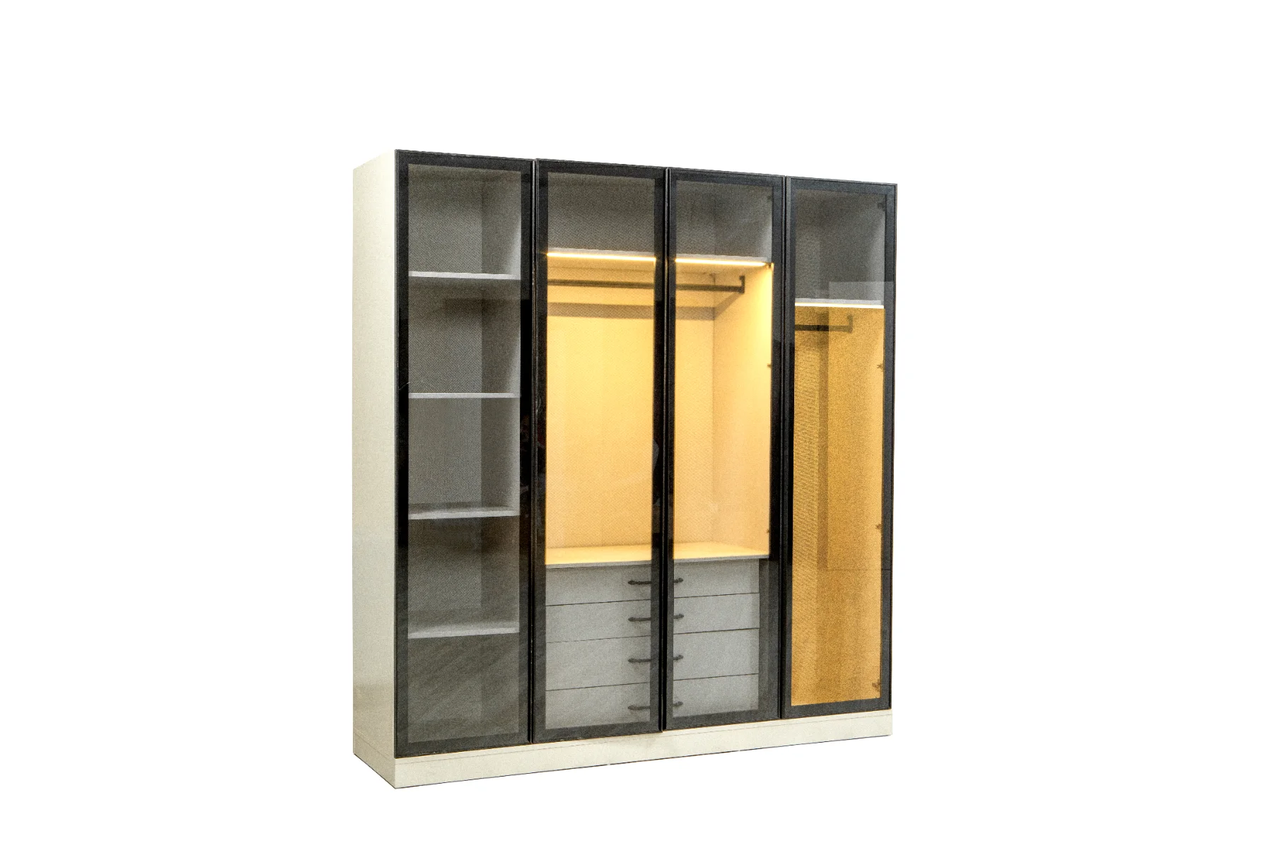 Venüs Gardırop 4 Kapaklı Füme Camlı