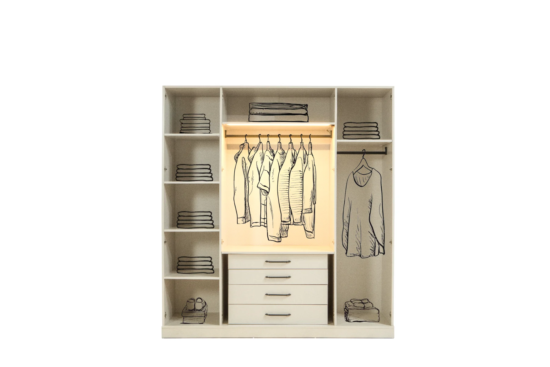 Venüs Gardırop 4 Kapaklı Bronz Camlı