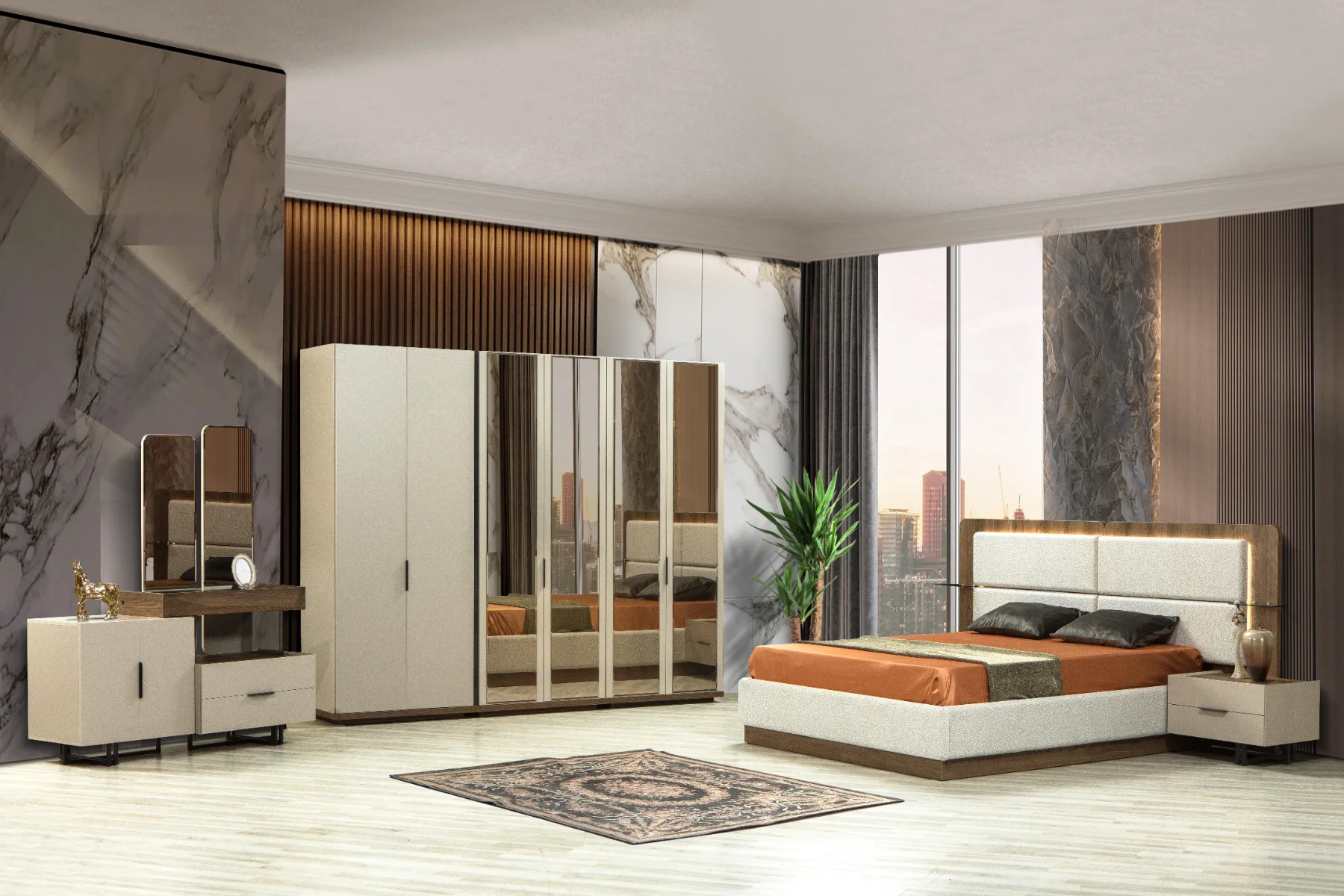 Erzin Yatak Odası 6 Kapak Aynalı