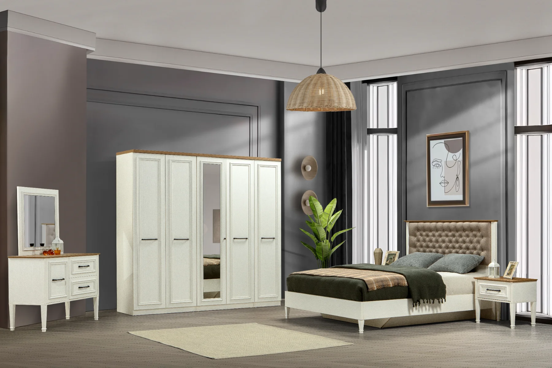 Rose Yatak Odası 5 Kapaklı