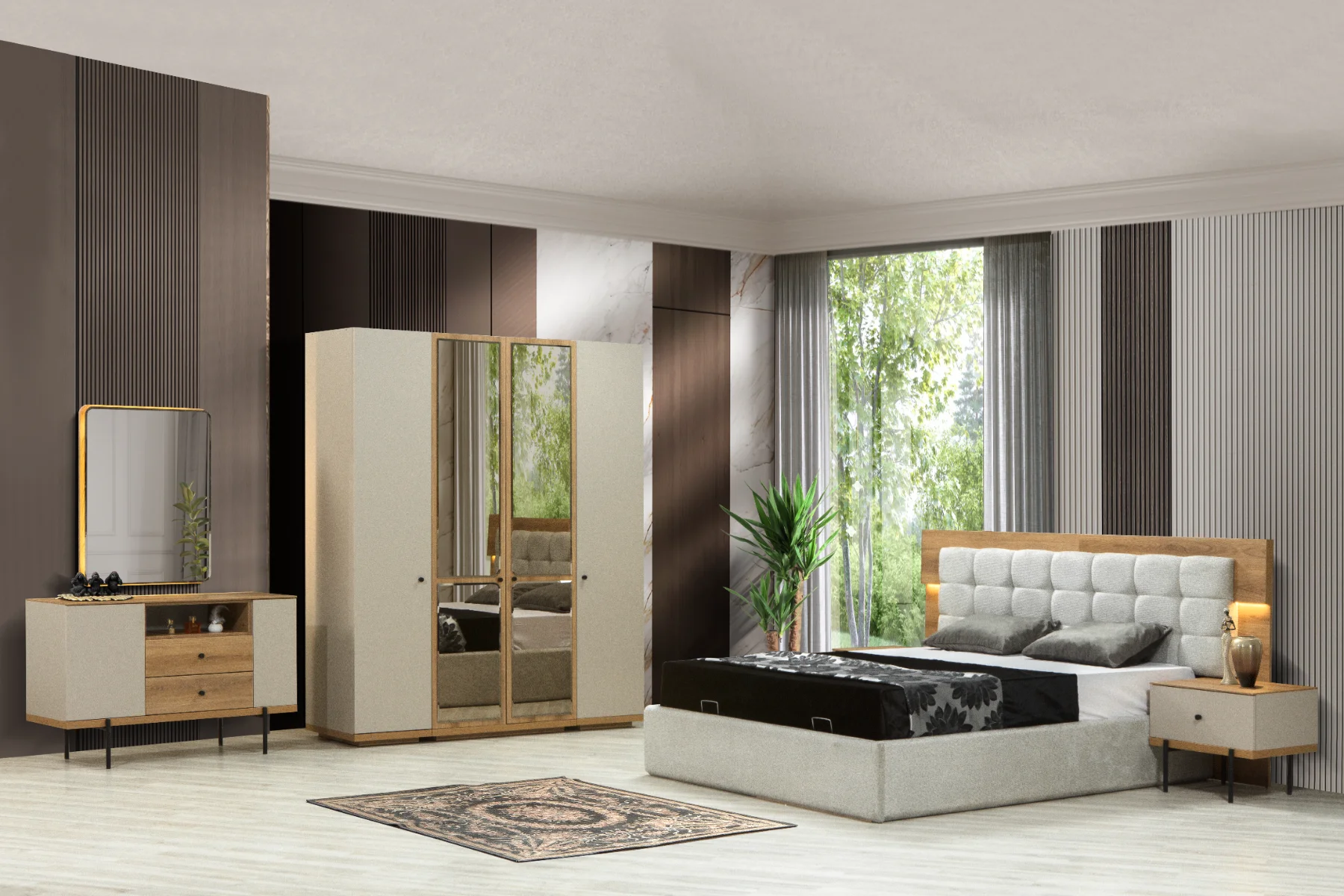 Belen Yatak Odası 4 Kapak Aynalı