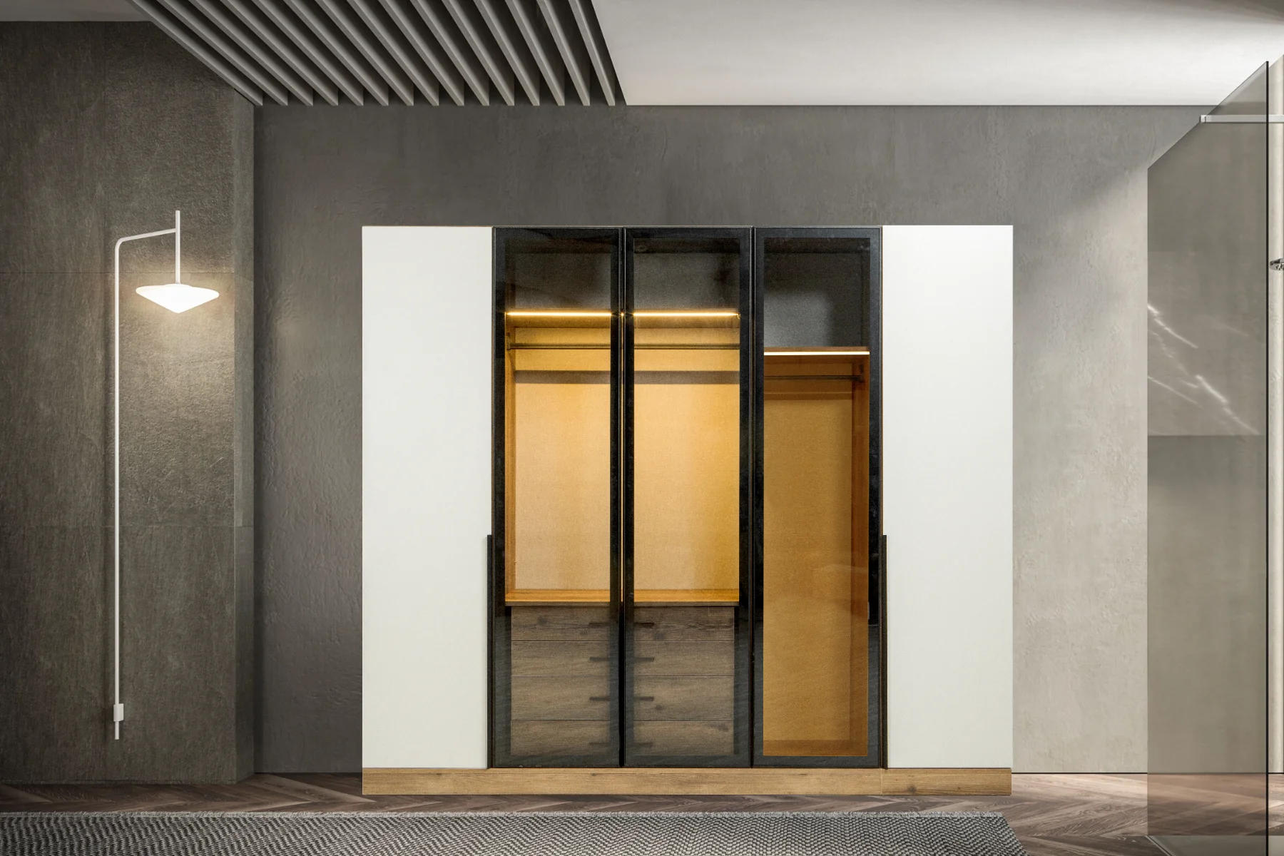 Venüs Gardırop 5 Kapaklı 3 Füme Camlı