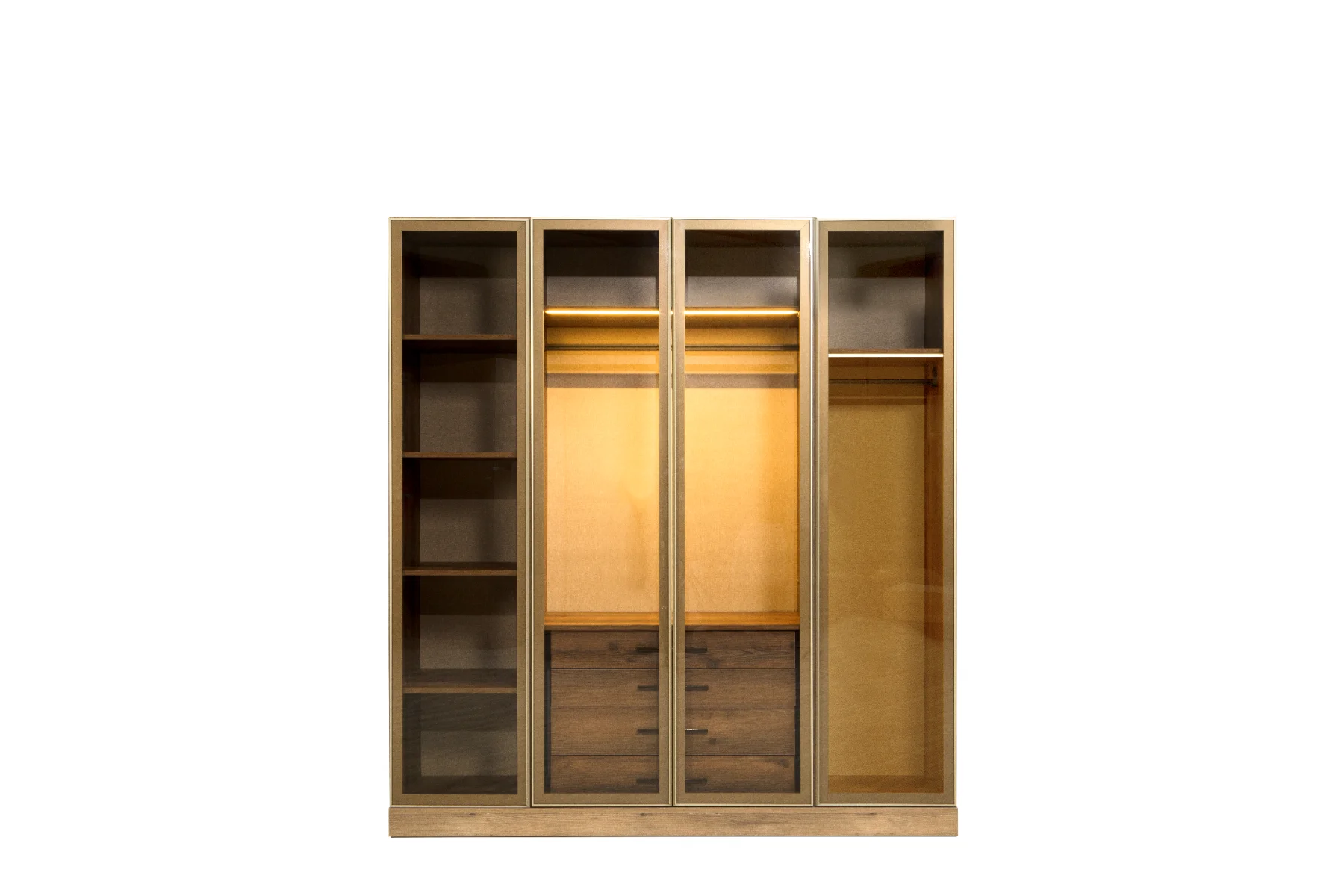 Venüs Gardırop 4 Kapaklı Bronz Camlı