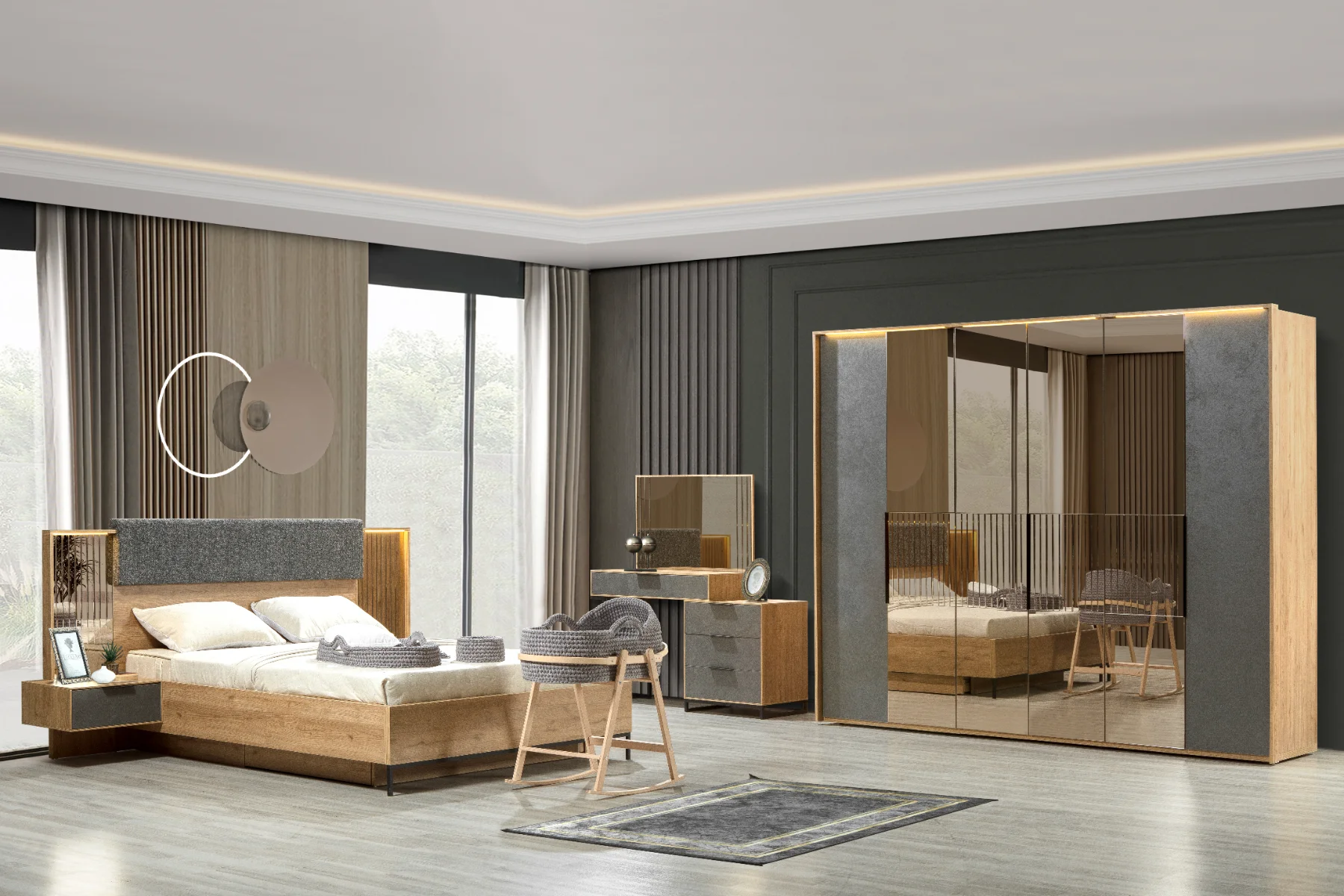 Milano Yatak Odası 6 Kapaklı Aynalı