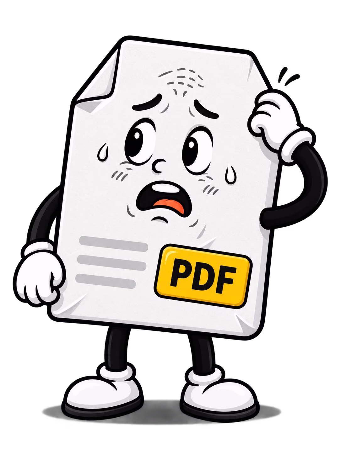Ilustración de una carta PDF difícil de consultar