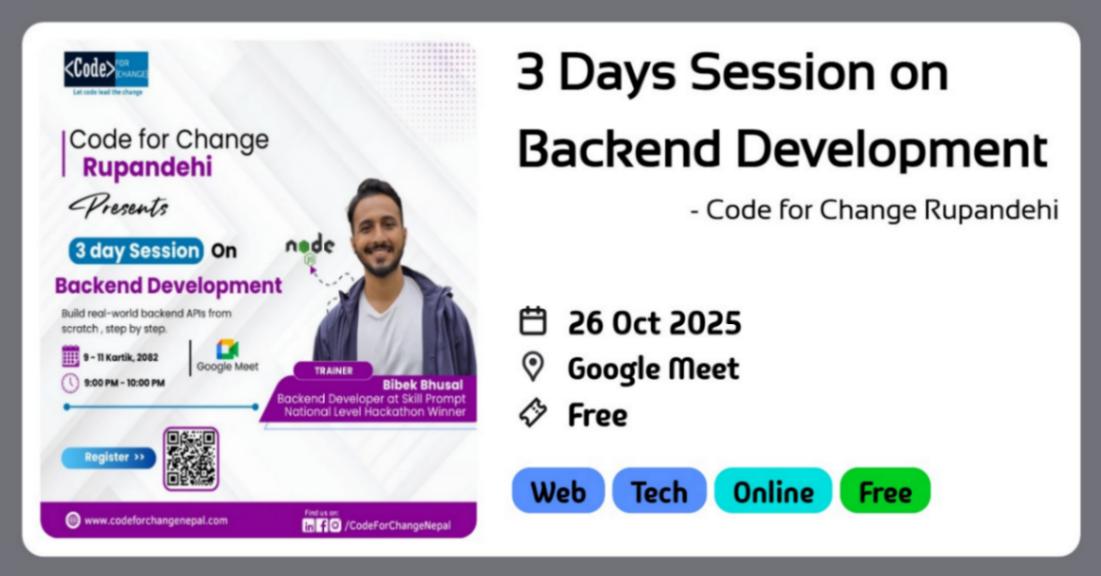 3 Days Session on Backend Development