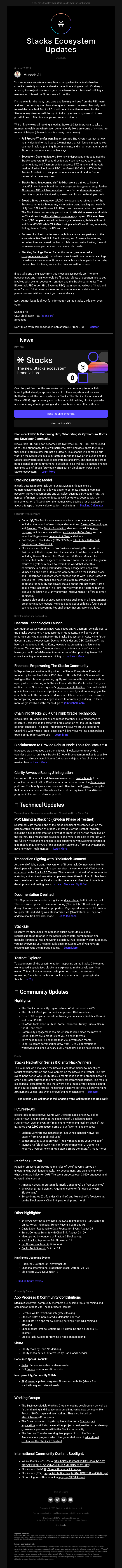 Q3 2020 Stacks Updates New Stacks Branding New Entities And Community Growth