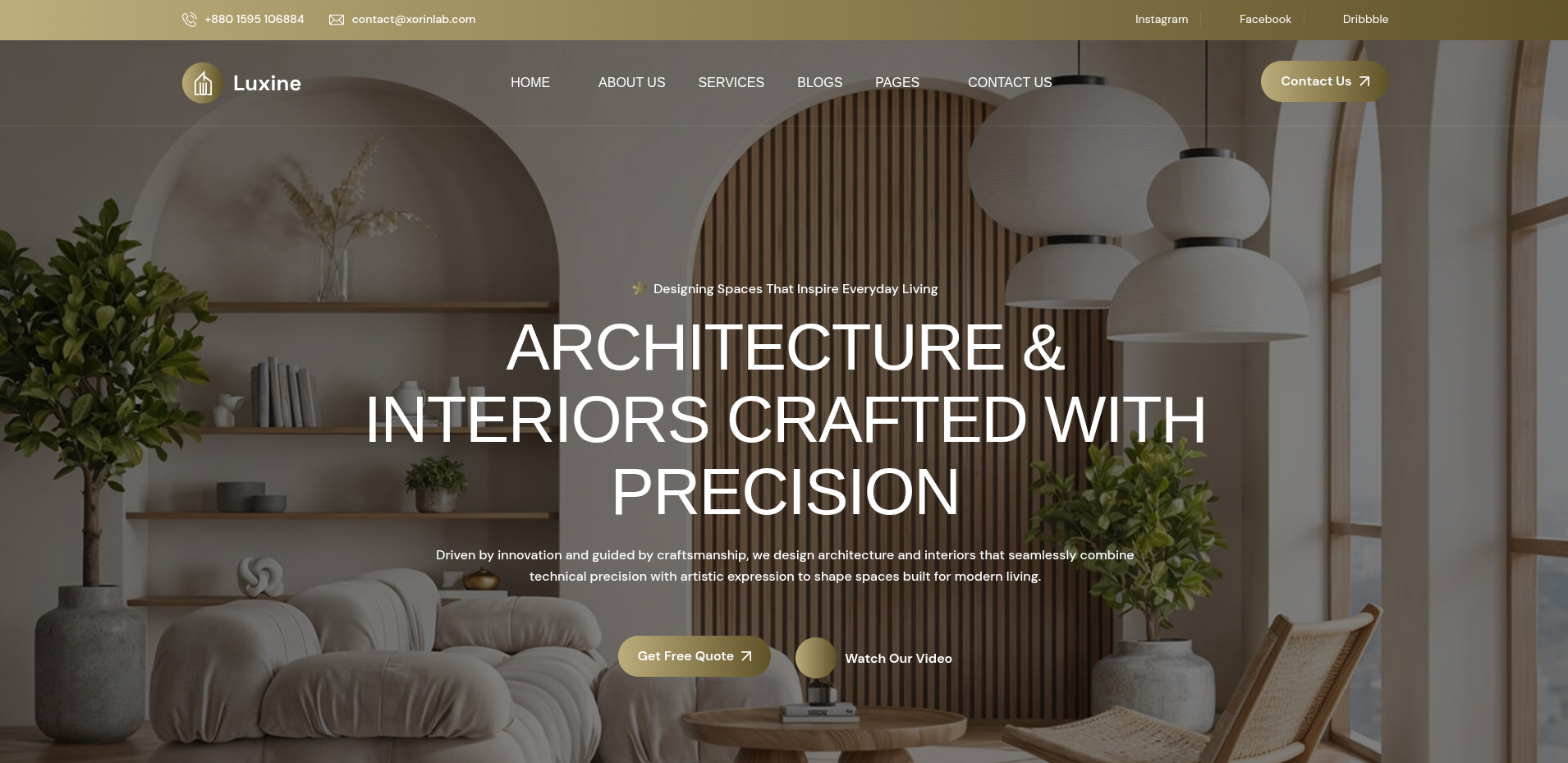 Luxine Interior Design Studio Website