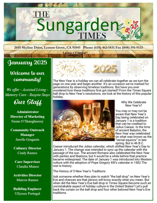 Discover What's New at Sungarden Terrace: Monthly Newsletter Edition