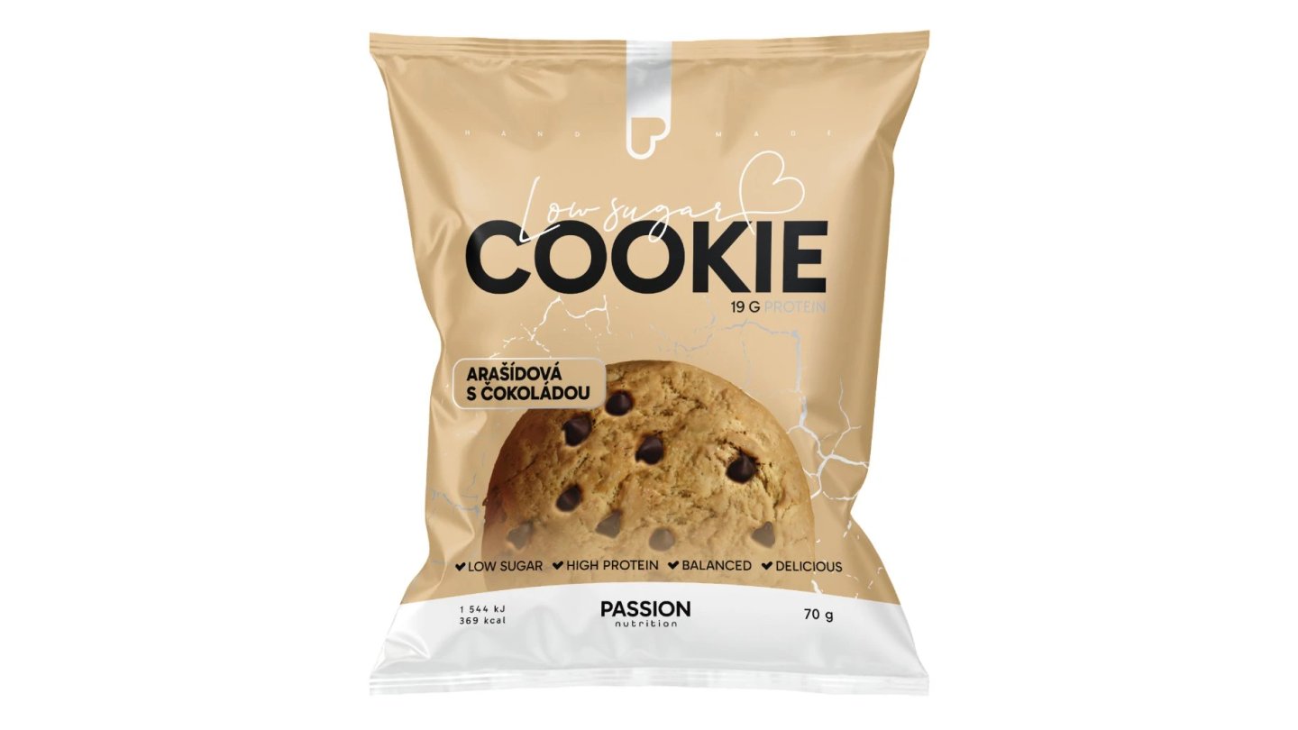 Passion Low sugar cookies Arašídová s čokoládou 70g