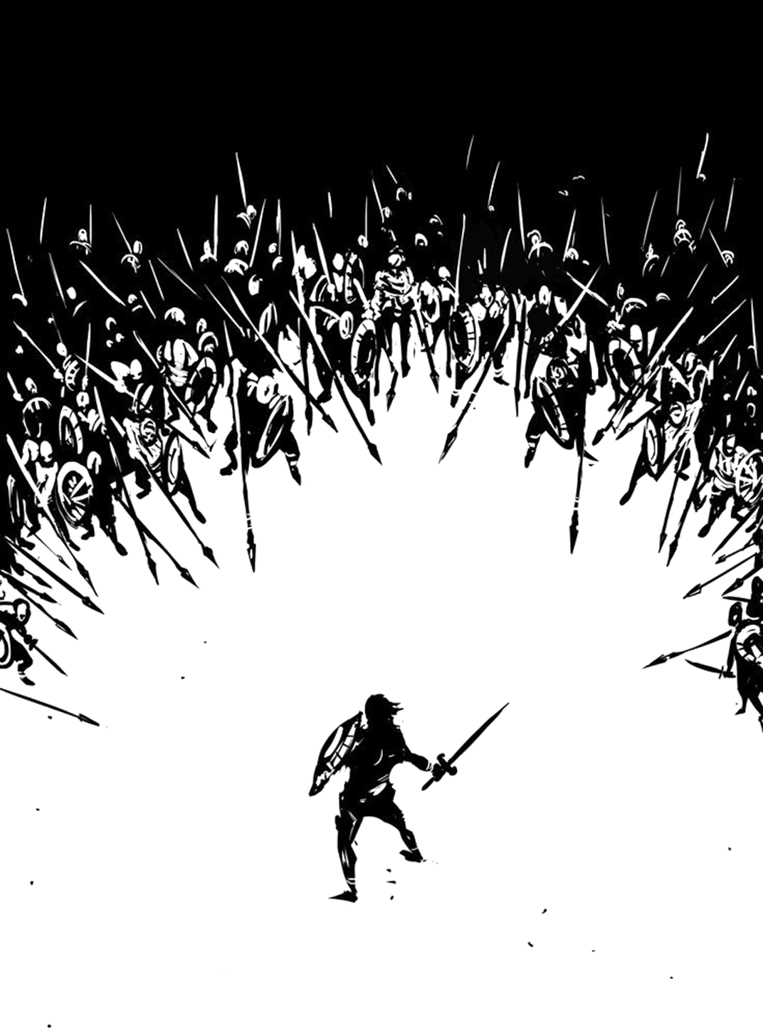 Single warrior faces an army for Other e-reader wallpaper or screensaver featuring warrior and army and more