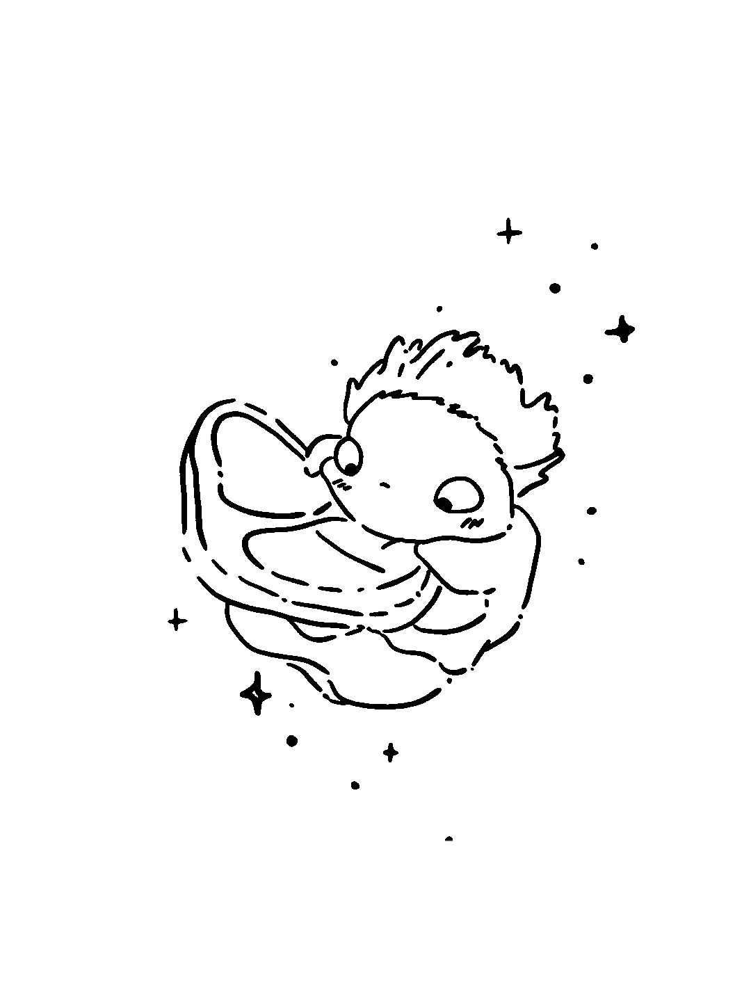 Cute creature peeking out of a shell for Other e-reader wallpaper or screensaver featuring line art and cute and more