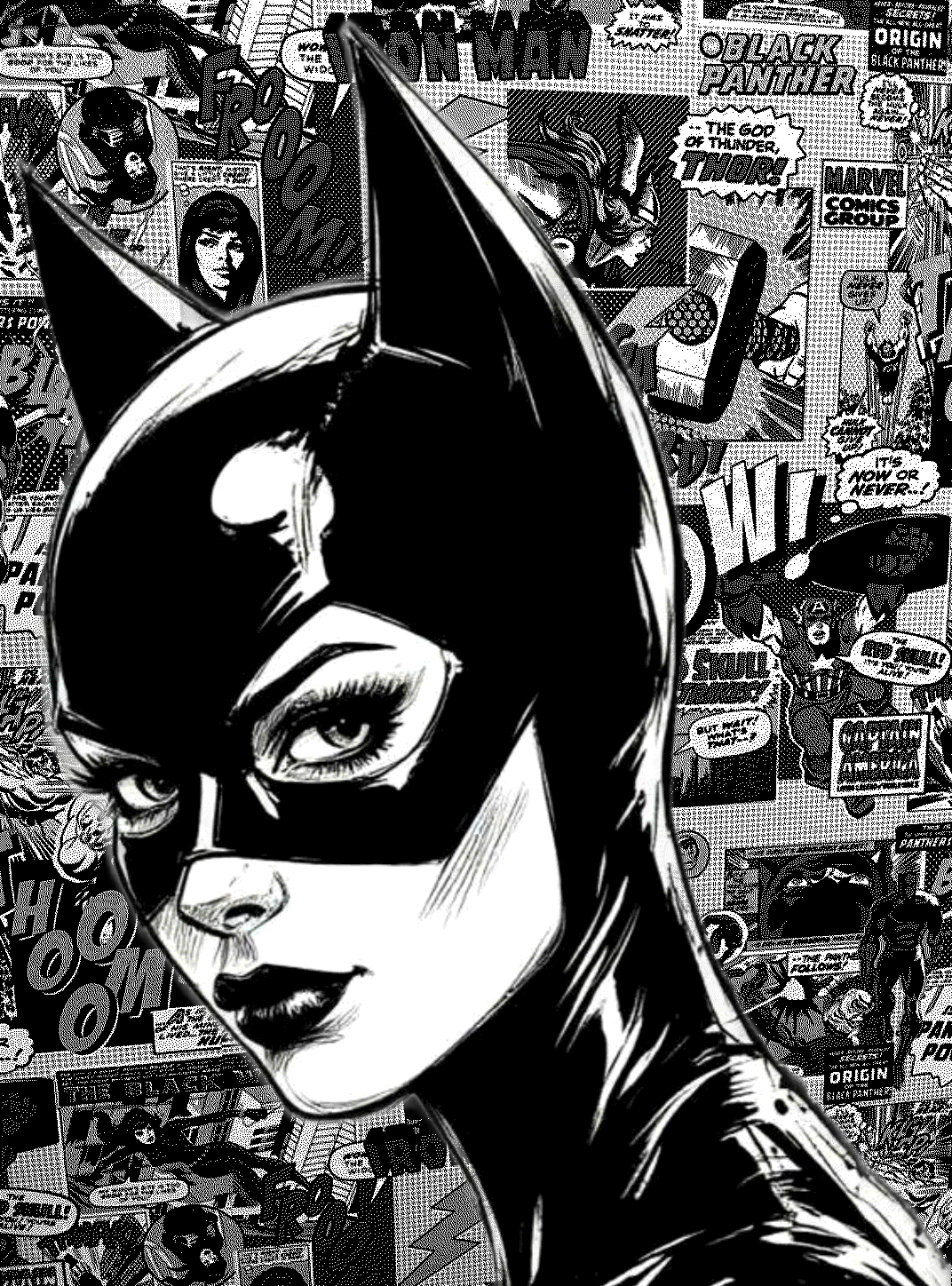 Catwoman for Other e-reader wallpaper or screensaver featuring black and white and superhero and more