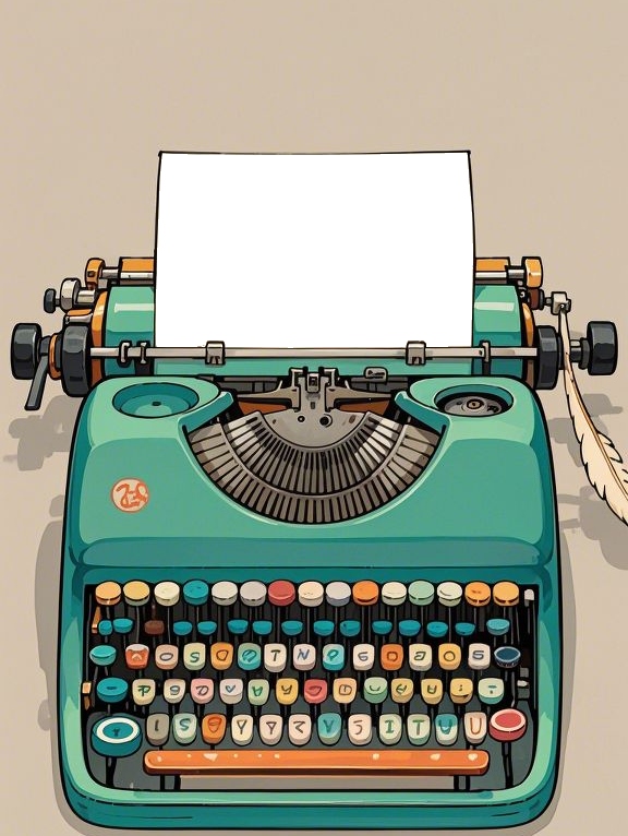 colored typewriter for Kindle Paperwhite e-reader wallpaper or screensaver featuring color and png