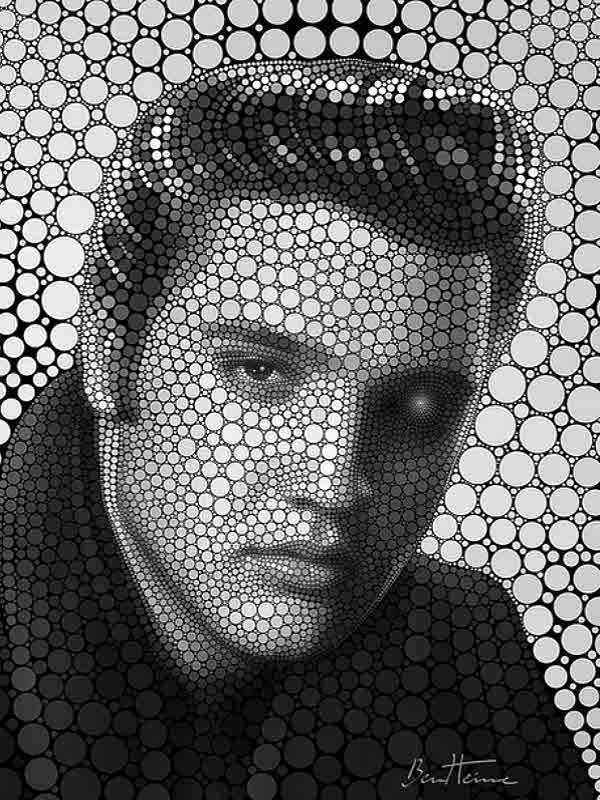 Elvis Presley portrait made of circles for Other e-reader wallpaper or screensaver featuring elvis and portrait and more