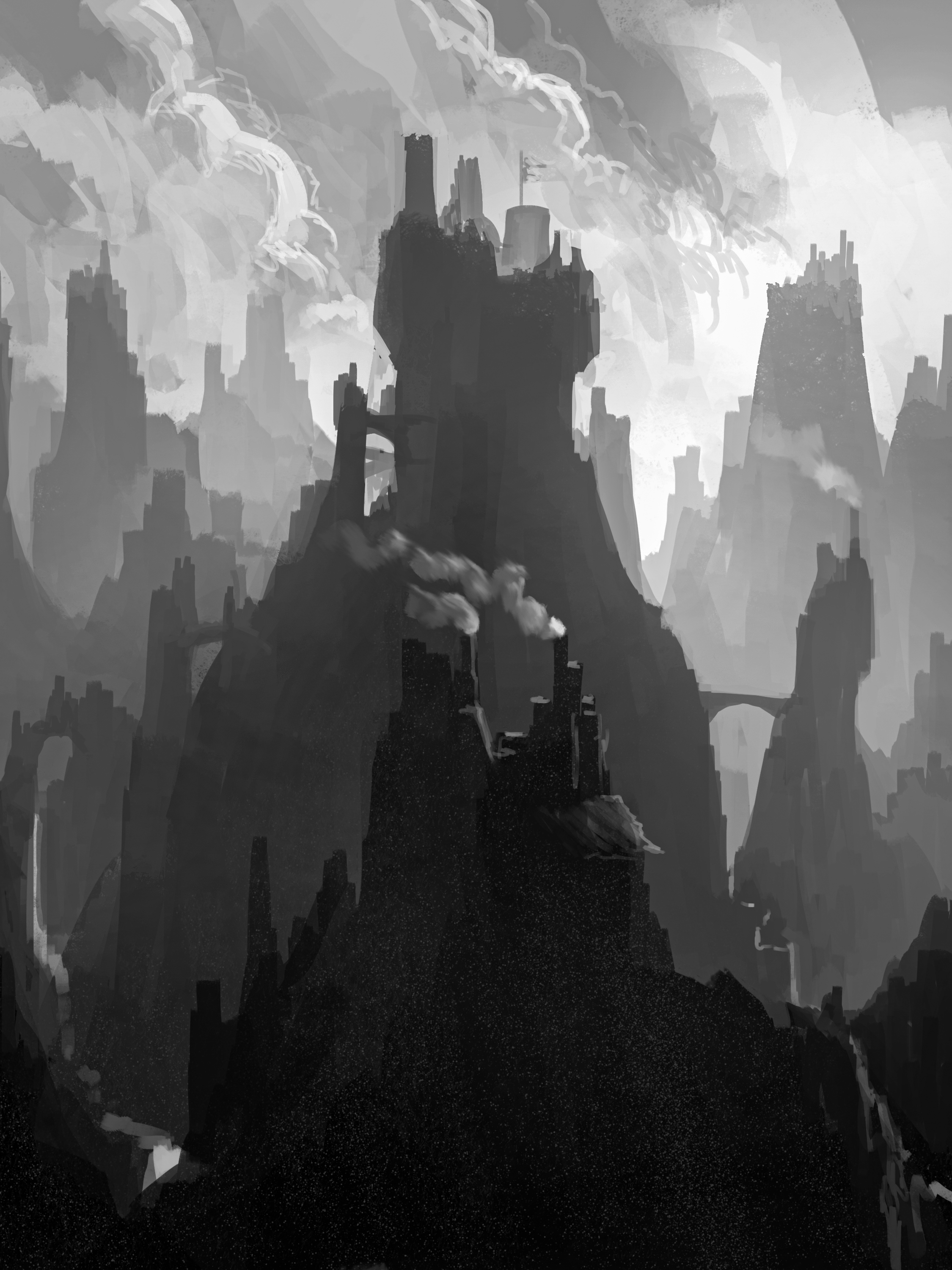 Fantasy fortress city in misty mountains for Other e-reader wallpaper or screensaver featuring fantasy and castle and more