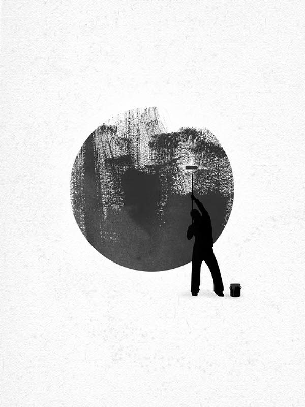 Painter creating a dark circle for Other e-reader wallpaper or screensaver featuring art and painting and more