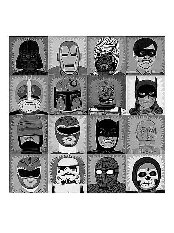 Grid of Pop Culture Character Heads for Other e-reader wallpaper or screensaver featuring pop-culture and heroes and more