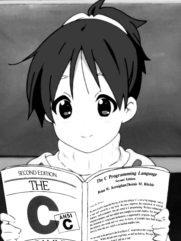 Anime girl reading The C Programming Language book for Other e-reader wallpaper or screensaver featuring anime and book and more