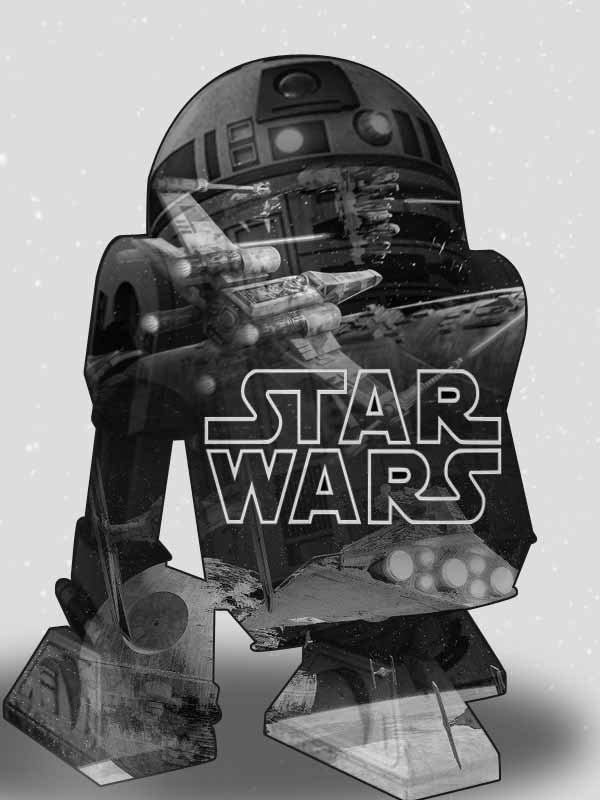 Star Wars R2-D2 silhouette with space battle inside for Other e-reader wallpaper or screensaver featuring star wars and r2-d2 and more