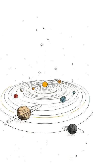 Solar System for Kobo Libra e-reader wallpaper or screensaver featuring minimal and drawing and more