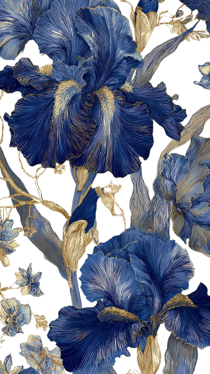 Blue Irises for Kobo Libra e-reader wallpaper or screensaver featuring nature and flowers and more