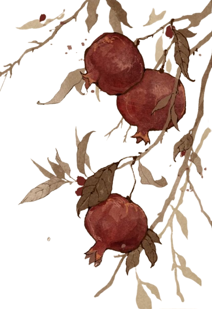Watercolor Pomegranates for Kobo Libra e-reader wallpaper or screensaver featuring pomegranates and food and more