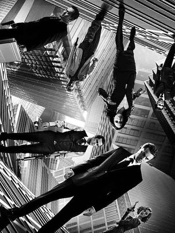 Men and women in suits with guns in a city for Other e-reader wallpaper or screensaver featuring black-and-white and film-noir and more