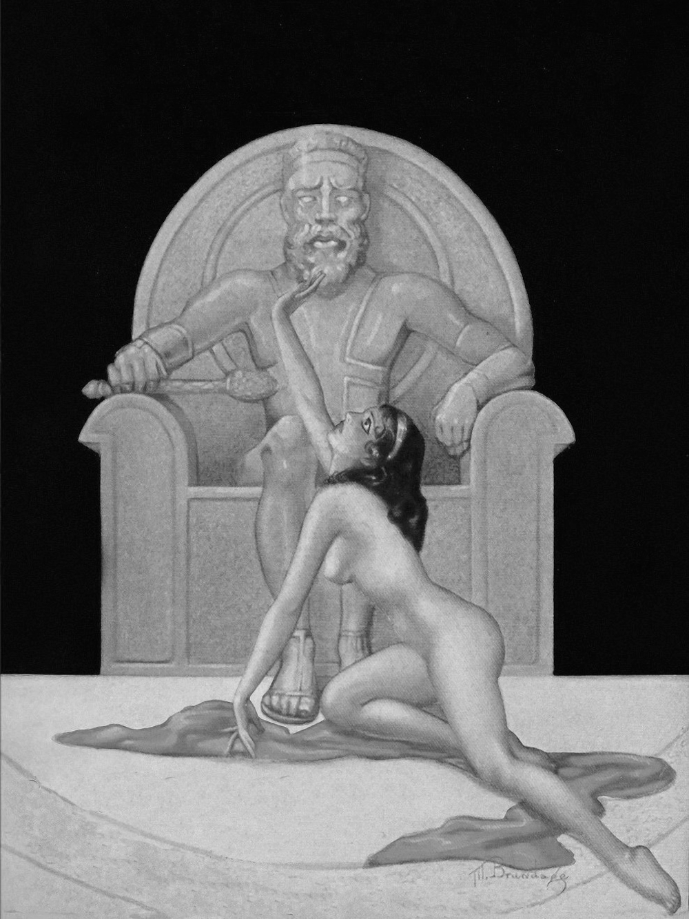 Weird Tales cover June 1933 for Other e-reader wallpaper or screensaver featuring woman and statue and more