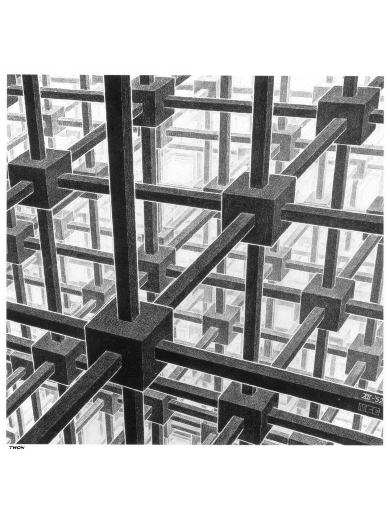 Cubic space division for Kindle Paperwhite e-reader wallpaper or screensaver featuring escher and art and more