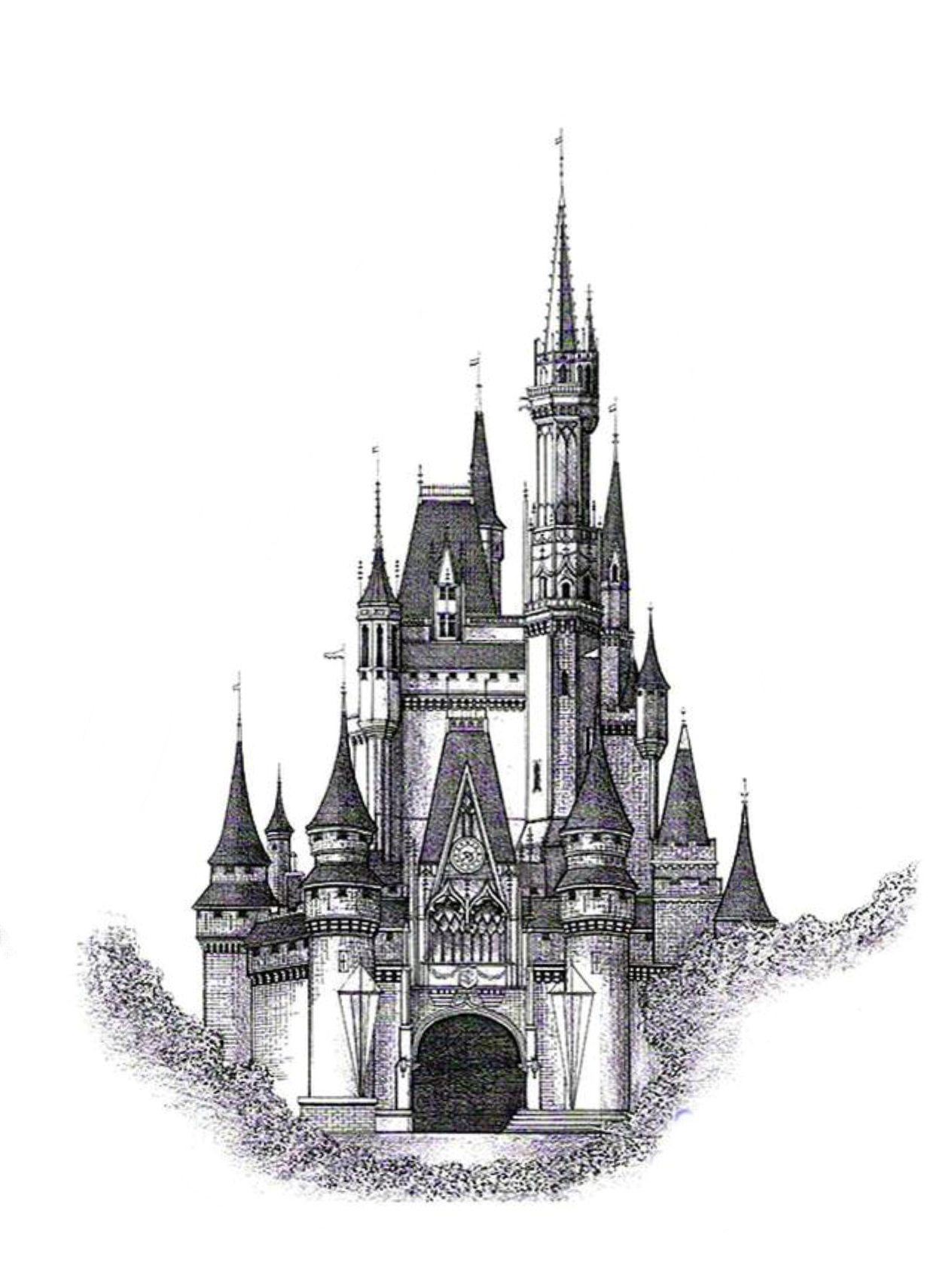 Cinderella Castle sketch for Other e-reader wallpaper or screensaver featuring castle and sketch and more