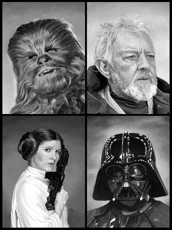 Star Wars characters pencil sketch collage for Other e-reader wallpaper or screensaver featuring star-wars and collage and more