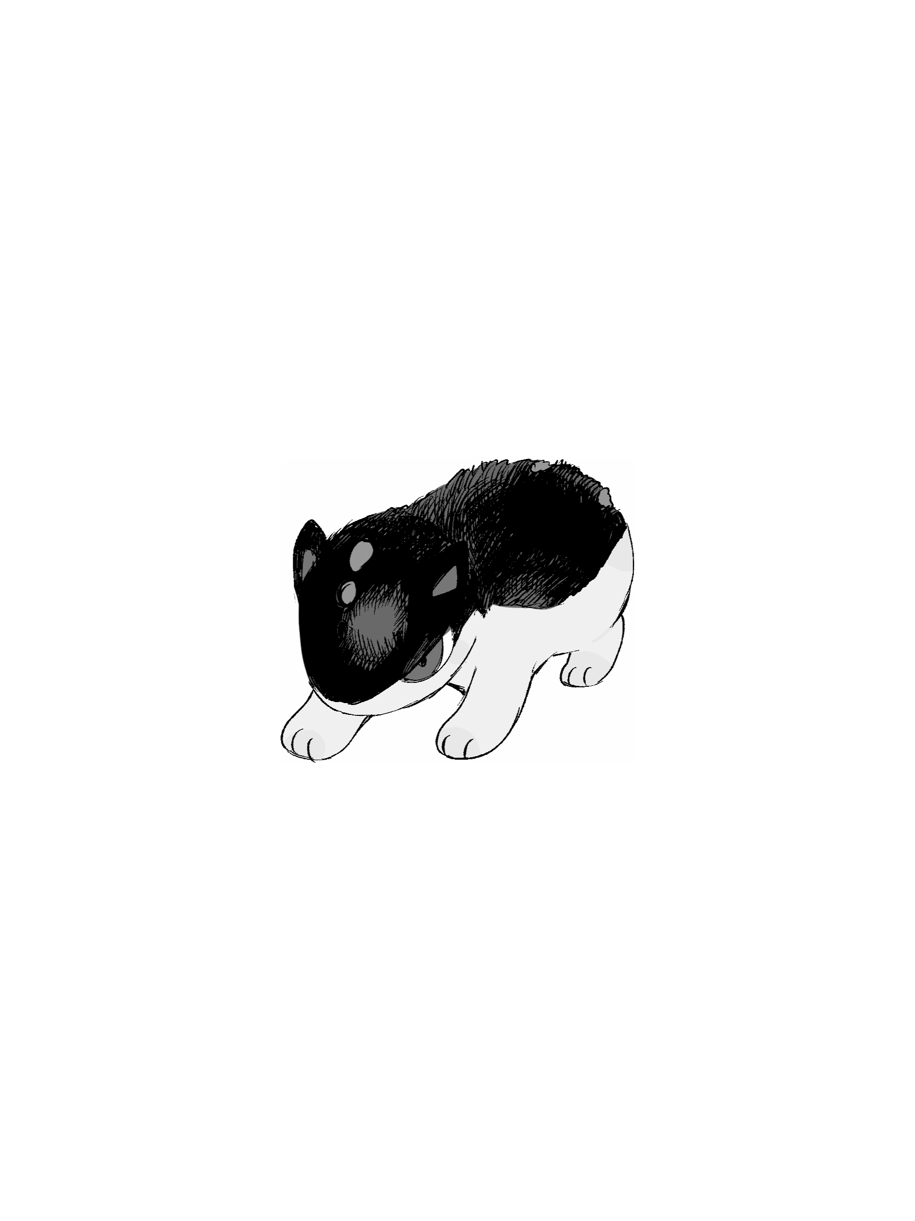 Black and white cartoon animal illustration for Other e-reader wallpaper or screensaver featuring illustration and animal and more