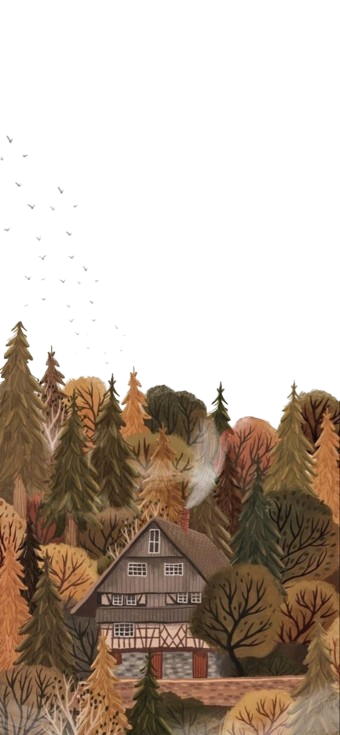 Autumn Cabin Drawing for Kobo Clara e-reader wallpaper or screensaver featuring nature and transparent and more