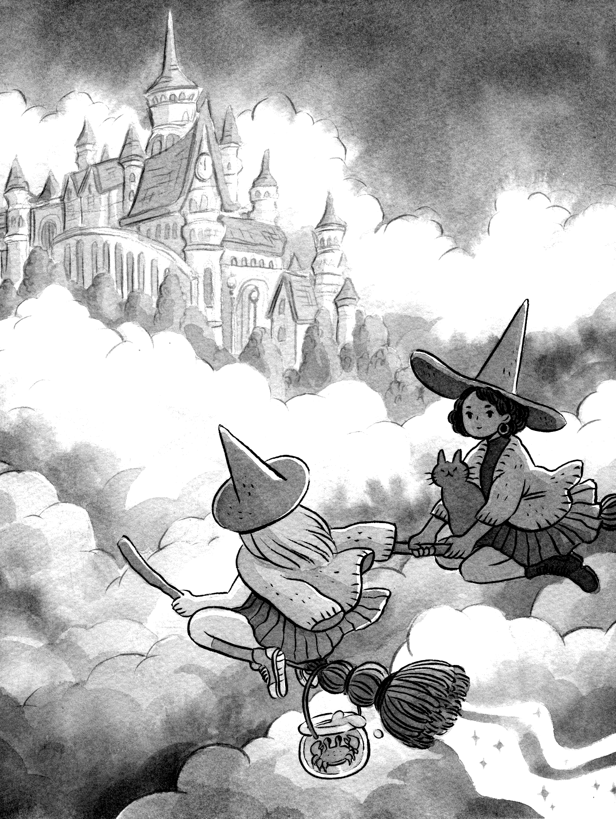 School of Magic for Kindle Paperwhite e-reader wallpaper or screensaver featuring girl and witch and more